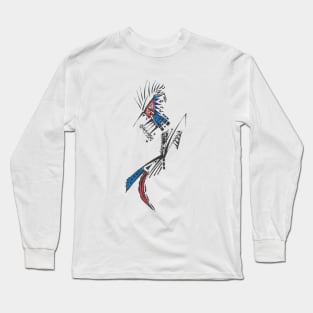 Traveler Unique Blue Red Black White Colorful Abstract Art Long Sleeve T-Shirt